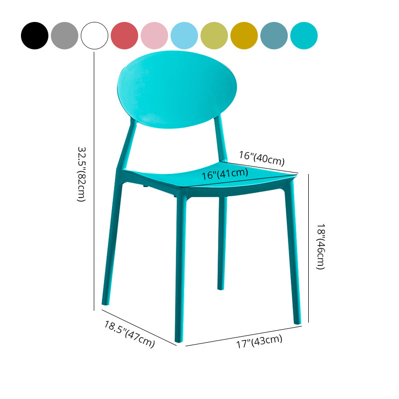 Moderne plastic eetkamerstoel stacking eetarmloze stoel voor restaurantgebruik