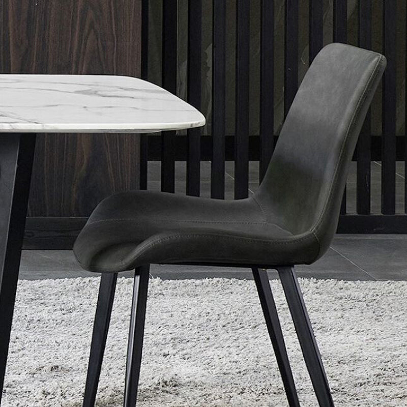 Silla sin brazos de comedor de metal moderno, silla lateral de comedor de cuero PU para uso en restaurantes