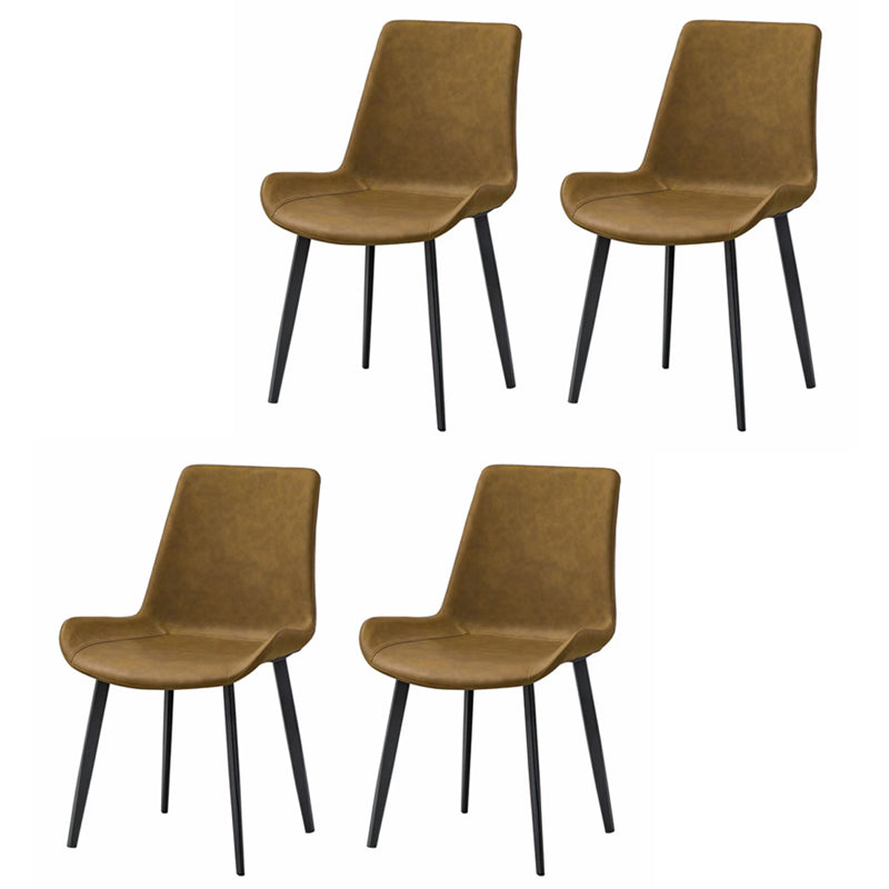 Silla sin brazos de comedor de metal moderno, silla lateral de comedor de cuero PU para uso en restaurantes