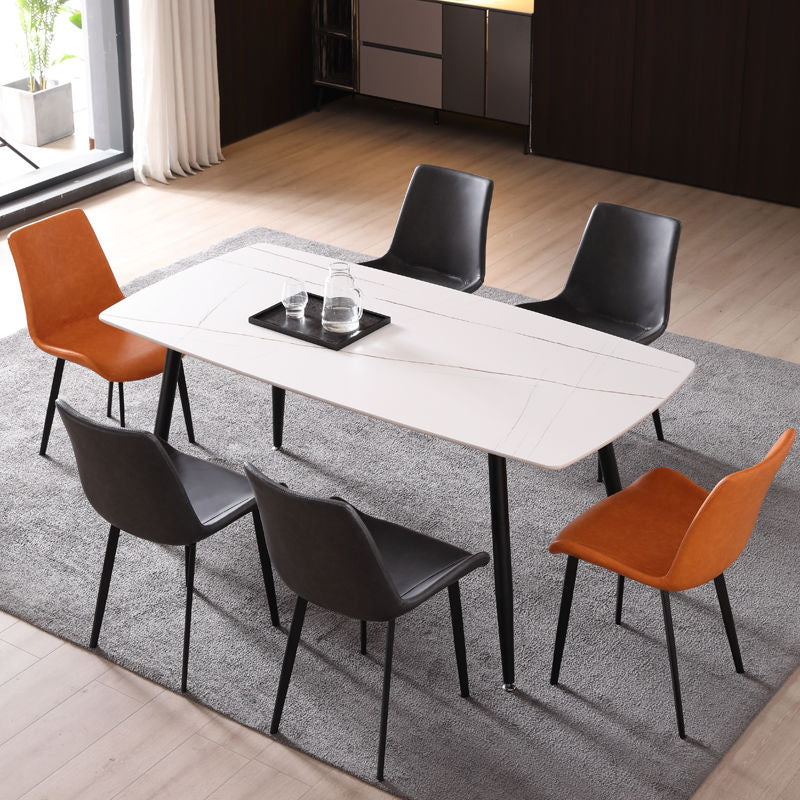 Silla sin brazos de comedor de metal moderno, silla lateral de comedor de cuero PU para uso en restaurantes