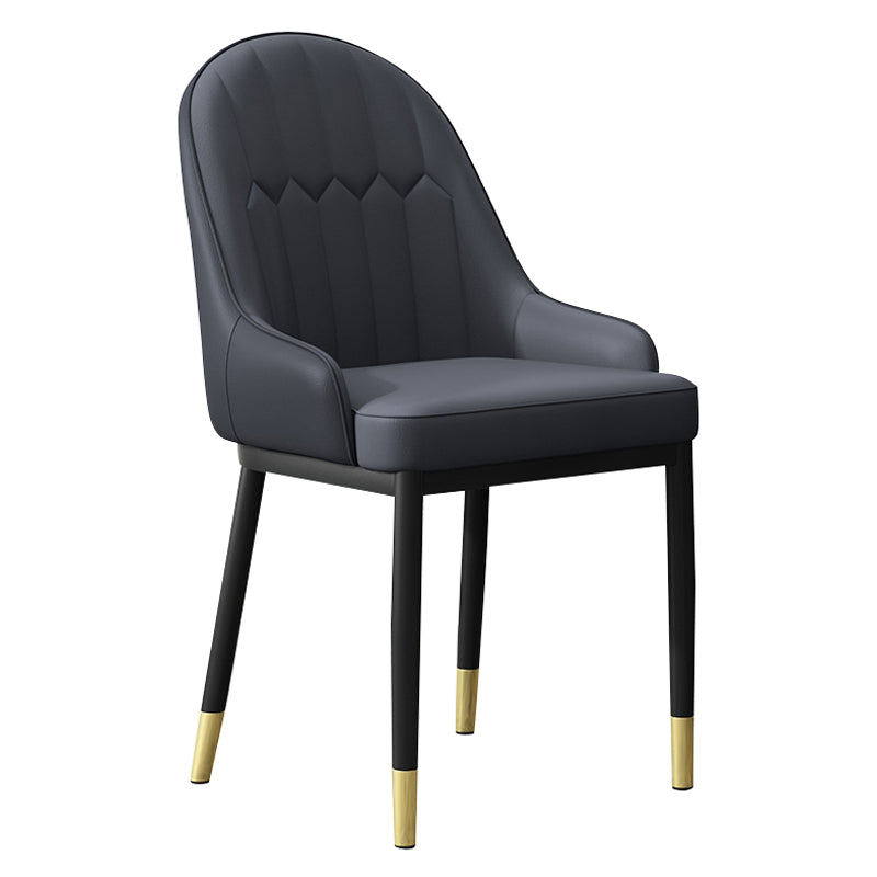 Chaise d'intérieur scandinave avec accoudoirs, chaise de salle à manger Parsons rembourrée en métal