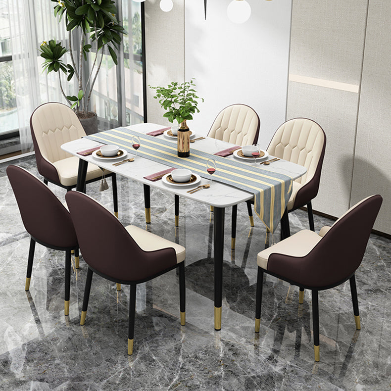 Sillón interior escandinavo Silla de comedor Parsons tapizada de metal