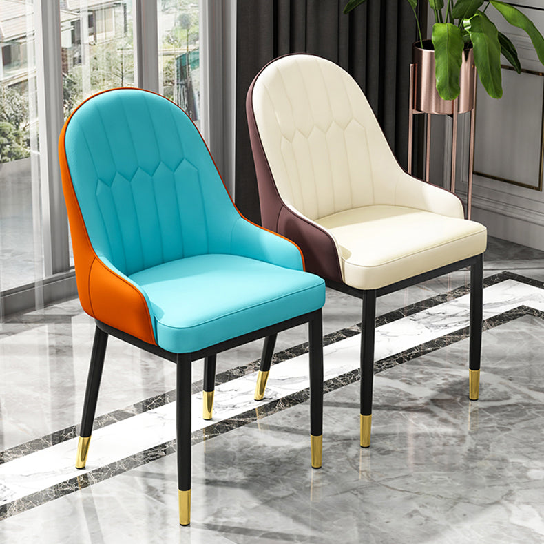 Sillón interior escandinavo Silla de comedor Parsons tapizada de metal