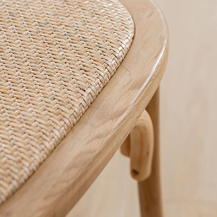 Silla de comedor tradicional de mimbre de madera, silla con respaldo cruzado sin brazos para comedor