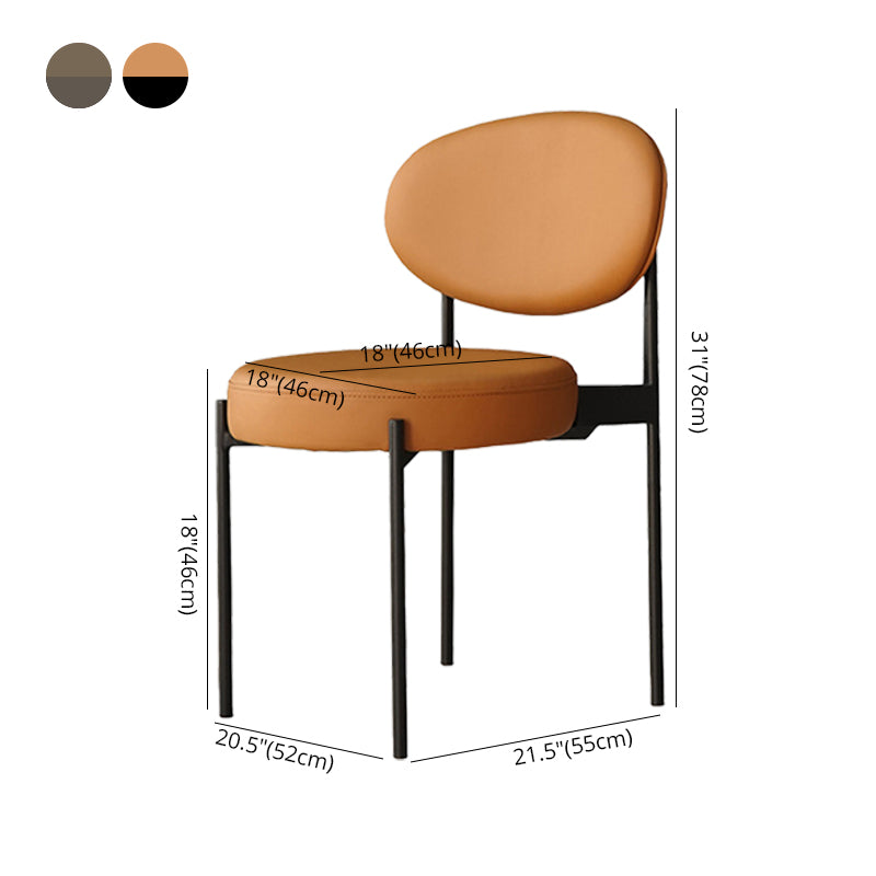 Silla lateral con respaldo abierto para restaurante moderno, silla de comedor de cuero PU con patas negras