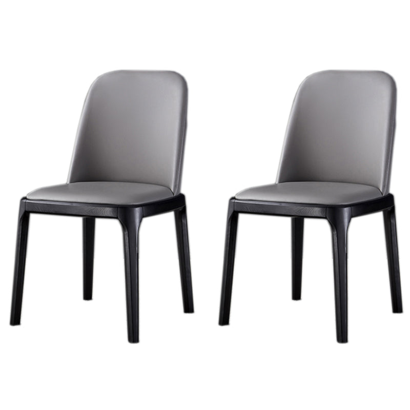 Silla auxiliar de cuero industrial para restaurante, silla de comedor Parsons con patas de nogal