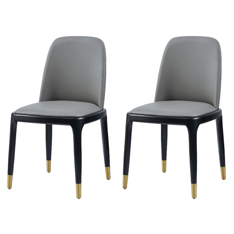 Silla auxiliar de cuero industrial para restaurante, silla de comedor Parsons con patas de nogal