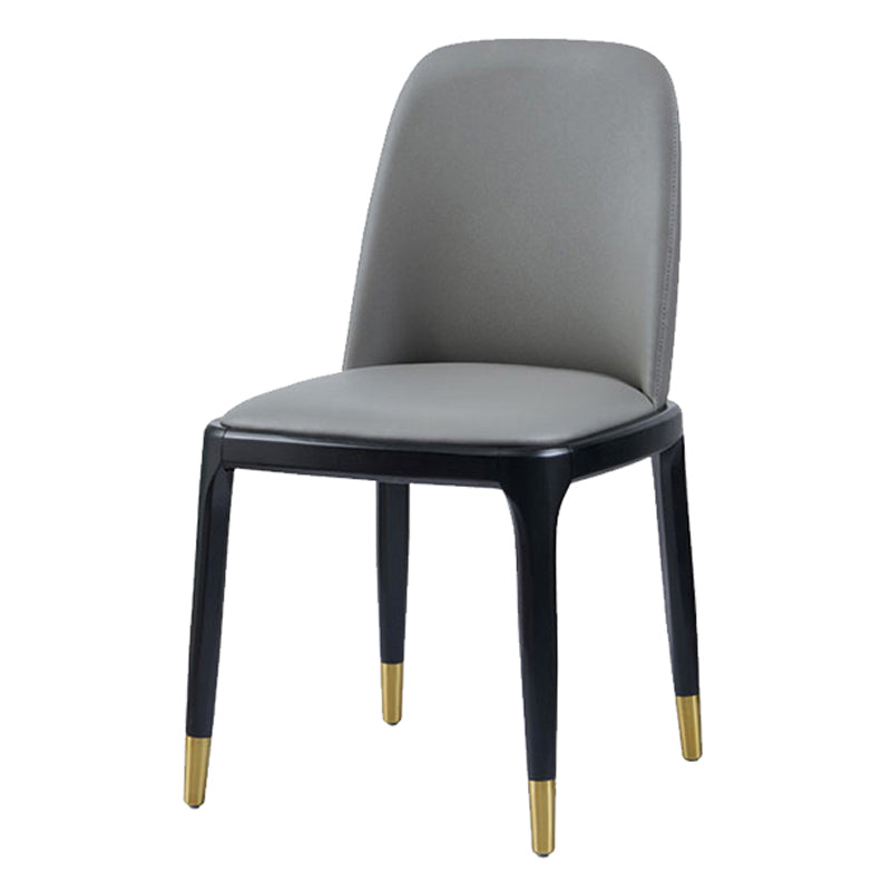 Silla auxiliar de cuero industrial para restaurante, silla de comedor Parsons con patas de nogal