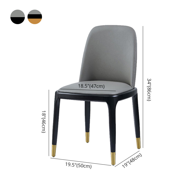 Silla auxiliar de cuero industrial para restaurante, silla de comedor Parsons con patas de nogal