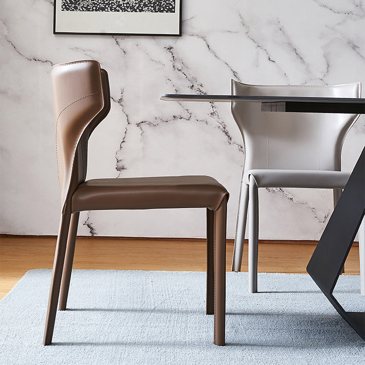 Silla de comedor de estilo moderno, sillón orejero de metal sin brazos para cocina