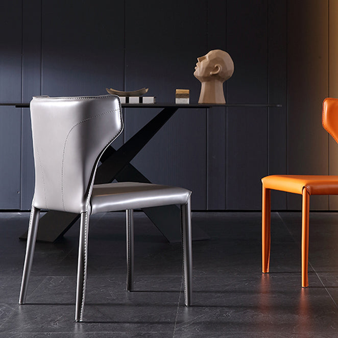 Silla de comedor de estilo moderno, sillón orejero de metal sin brazos para cocina