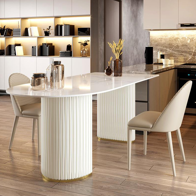 Mesa de comedor de piedra sinterizada de forma glamorosa Mesa de comedor estándar para la cocina