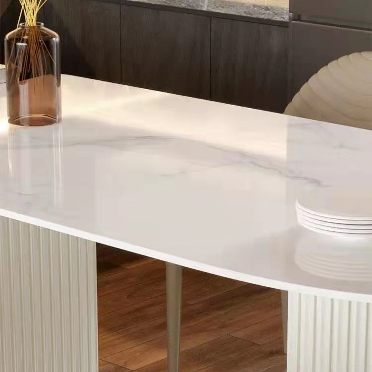 Mesa de comedor de piedra sinterizada de forma glamorosa Mesa de comedor estándar para la cocina