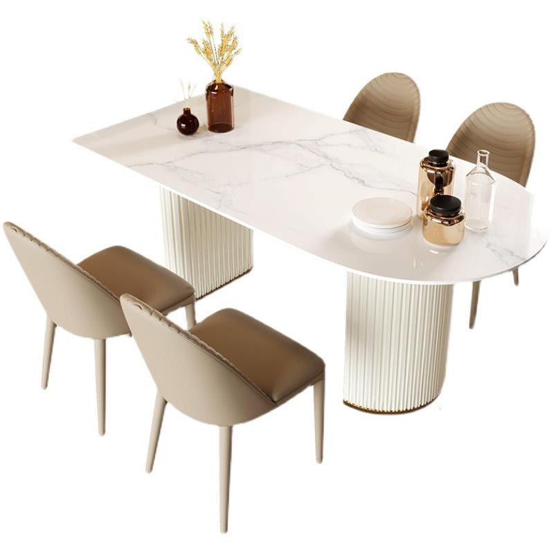 Mesa de comedor de piedra sinterizada de forma glamorosa Mesa de comedor estándar para la cocina