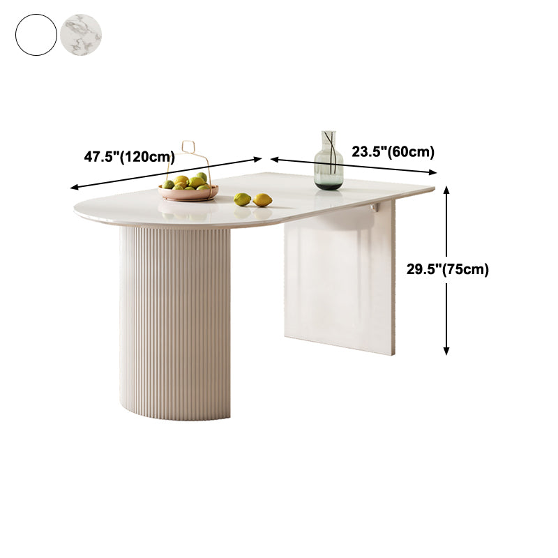 Eigentijdse witte standaard eettafel Keukeneettafel met dubbele voetstukonderstellen