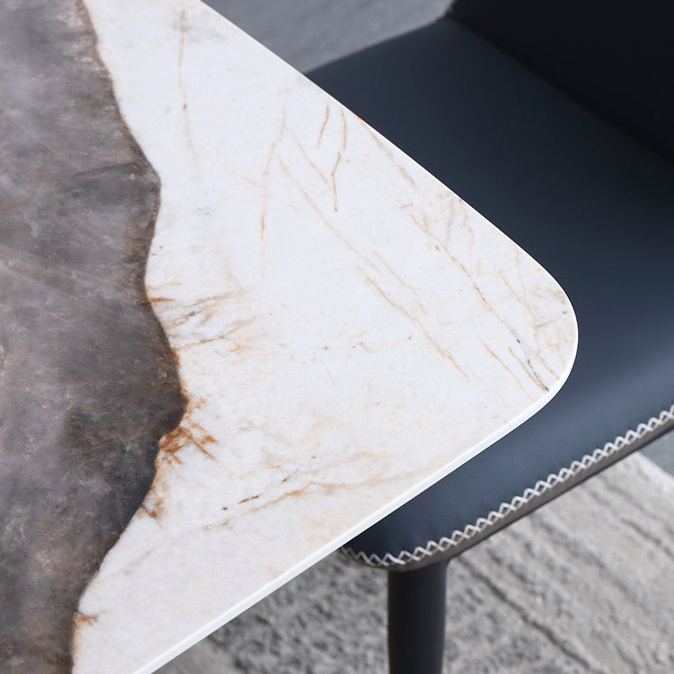 Mesa de comedor rectangular Mesa de comedor de piedra moderna con pedestal doble