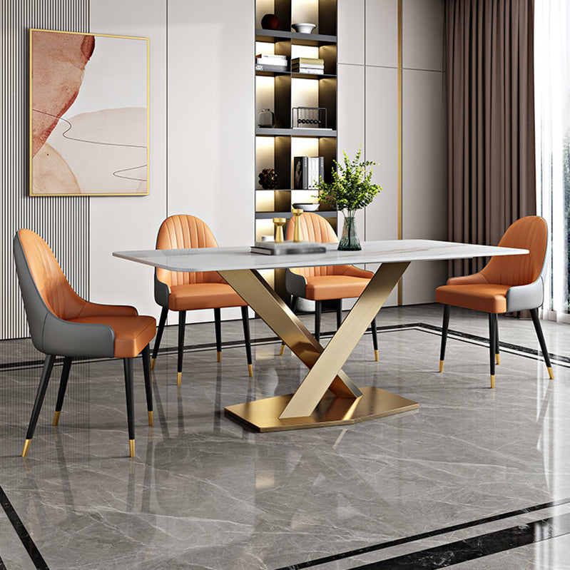 Traditionele luxe rechthoekige eettafel stenen meubilair met voetstuk