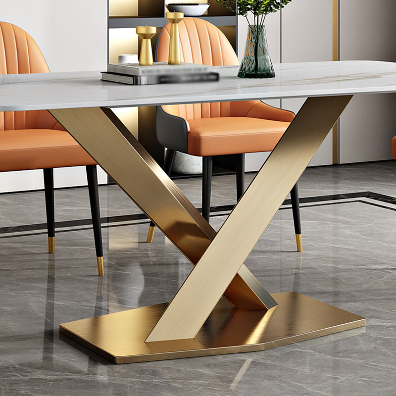 Traditionele luxe rechthoekige eettafel stenen meubilair met voetstuk