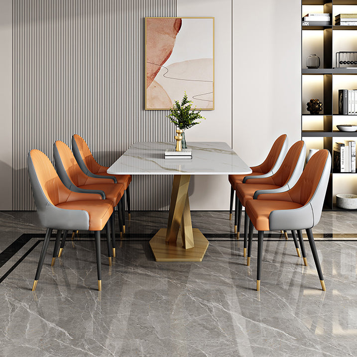 Traditionele luxe rechthoekige eettafel stenen meubilair met voetstuk