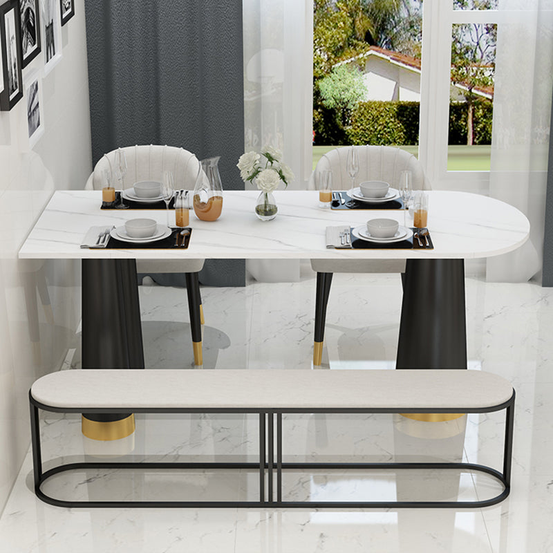 Metal Modern Free Form Dining Table Sintered Stone Top Table with 3 Legs