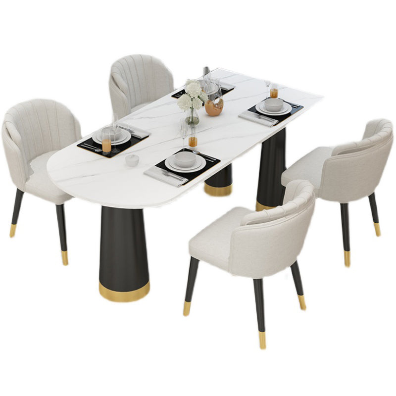 Metal Modern Free Form Dining Table Sintered Stone Top Table with 3 Legs