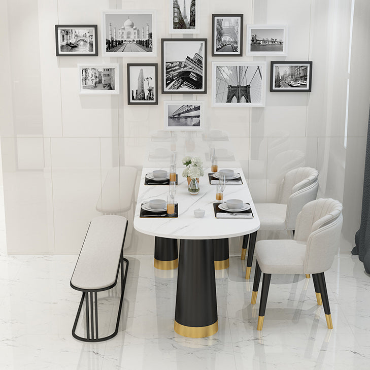 Metal Modern Free Form Dining Table Sintered Stone Top Table with 3 Legs