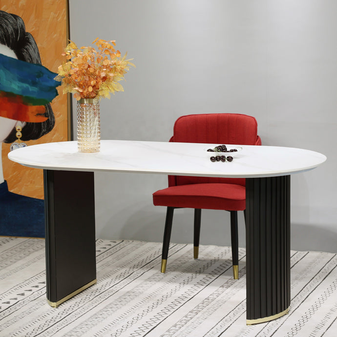 Mesa de comedor de comedor de doble pedestal de lujo muebles de comedor de piedra