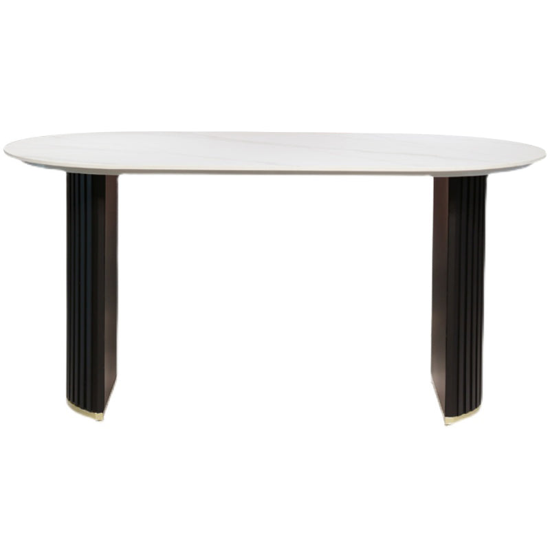 Mesa de comedor de comedor de doble pedestal de lujo muebles de comedor de piedra
