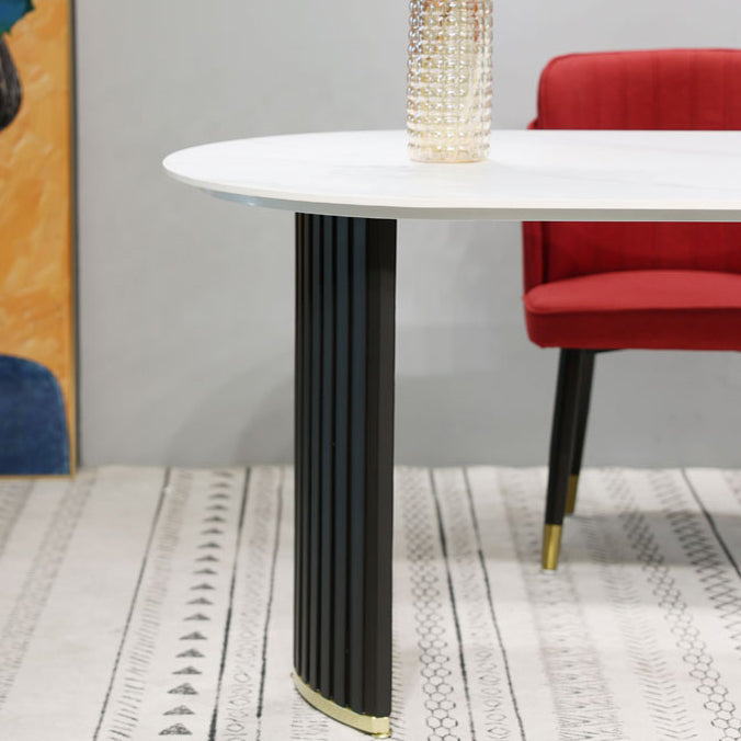 Mesa de comedor de comedor de doble pedestal de lujo muebles de comedor de piedra