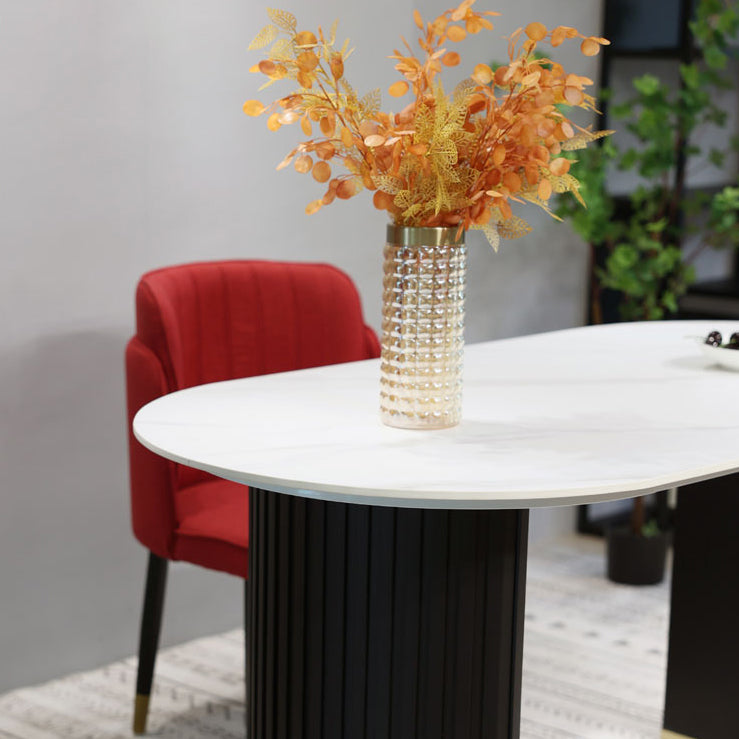 Mesa de comedor de comedor de doble pedestal de lujo muebles de comedor de piedra