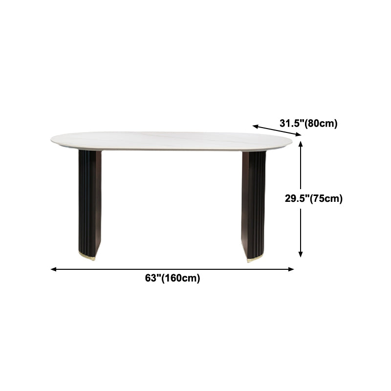 Mesa de comedor de comedor de doble pedestal de lujo muebles de comedor de piedra