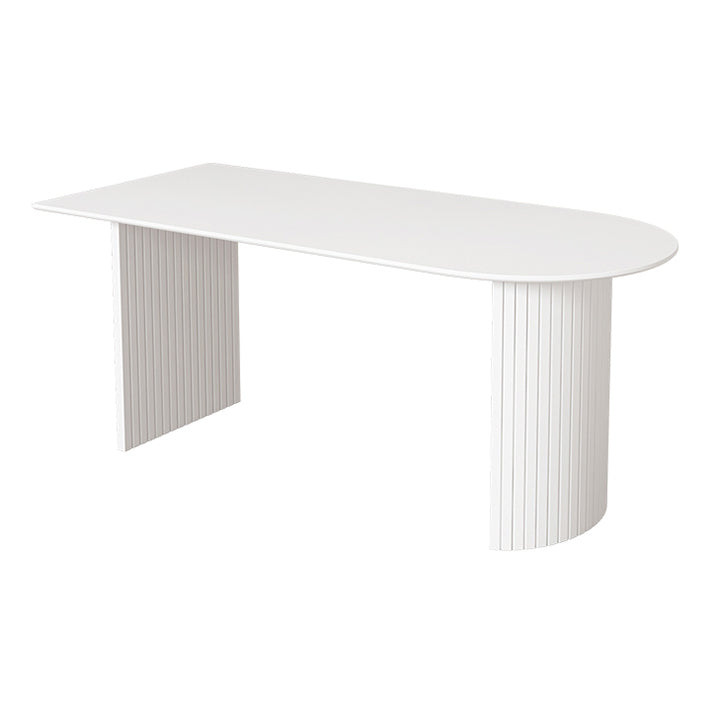 Sintered Stone White Esstisch Einfachheitstisch mit doppelter Sockel für Esszimmer