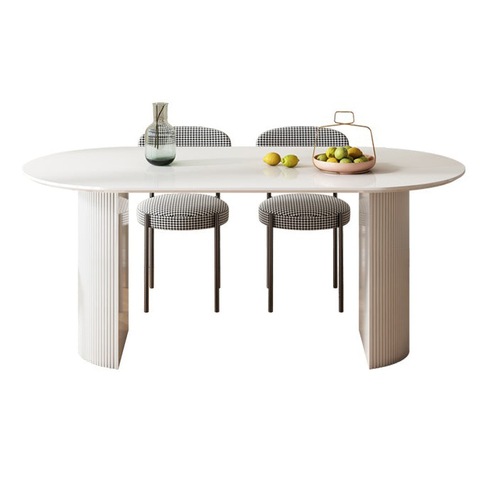 Sintered Stone White Esstisch Einfachheitstisch mit doppelter Sockel für Esszimmer