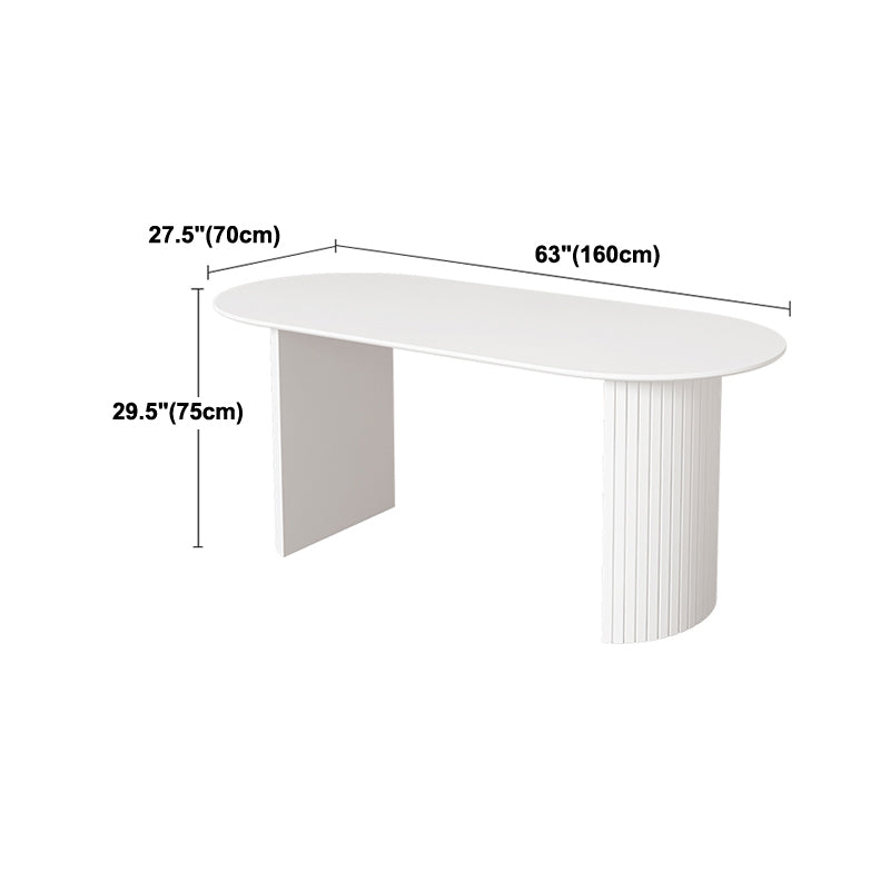 Sintered Stone White Esstisch Einfachheitstisch mit doppelter Sockel für Esszimmer