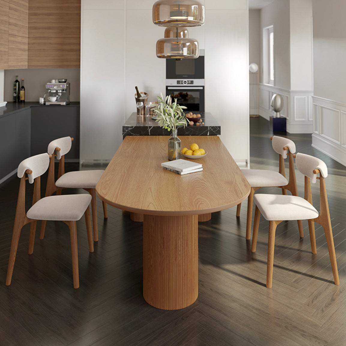 Modern Solid Wood Free from Dining Table Standard Dining Table with 3 Legs