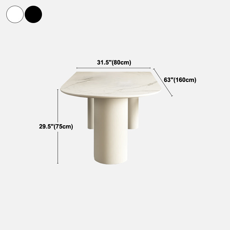 Freie Form weißer Top Esstisch Minimalistischer Sinterstein Tisch mit 3 Beinen