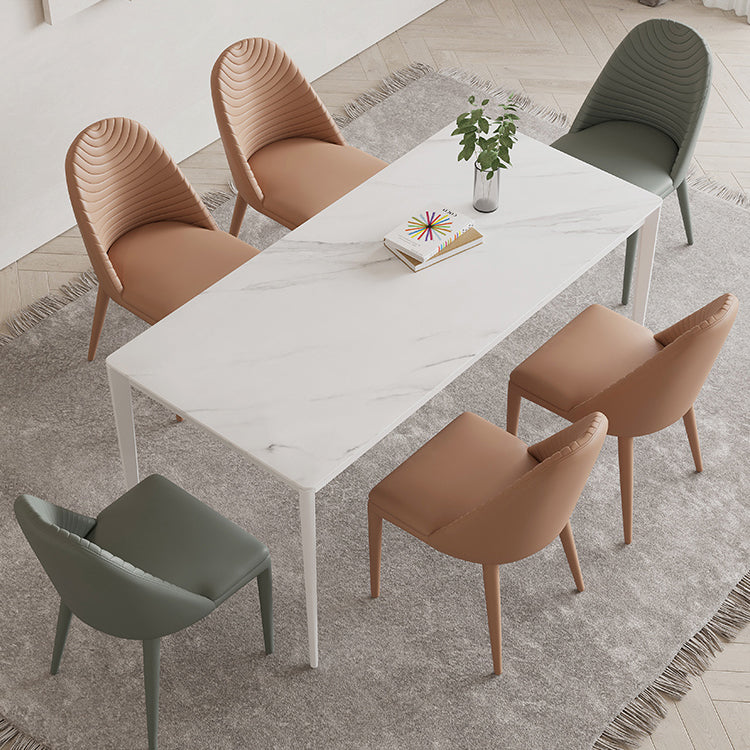 Rectangle Dining Site Table Simplicity Style Stone Dinner Table with 4 Legs