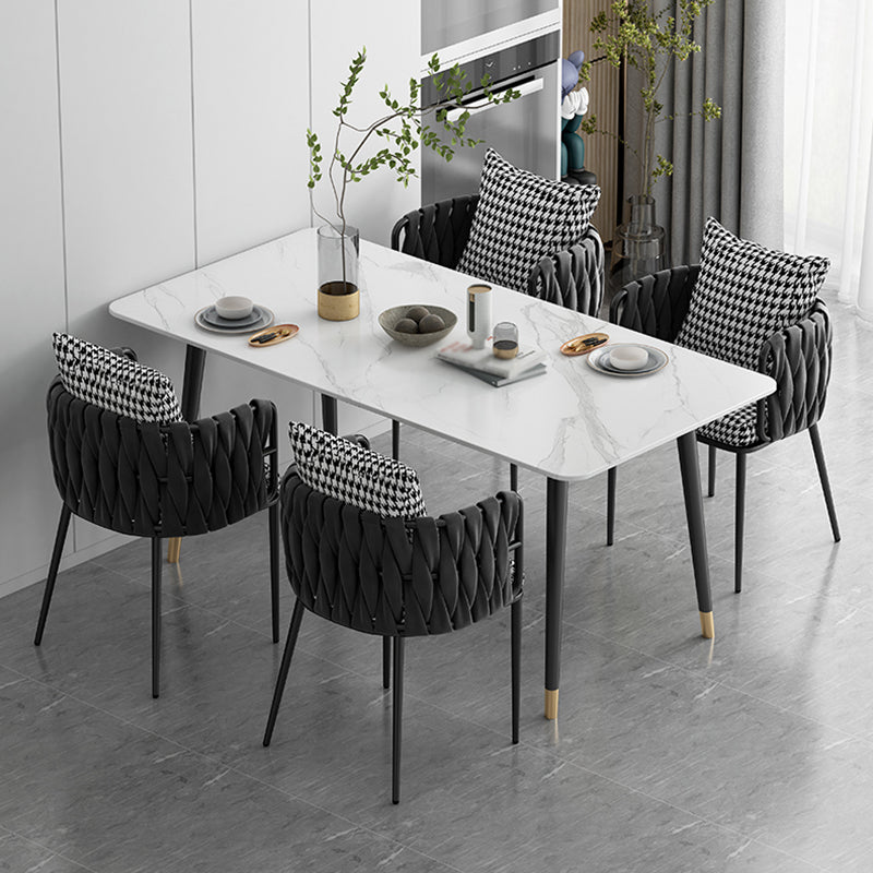 Contemporary Style Dining Site Table Stone Rectangle Furniture with 4 Legs