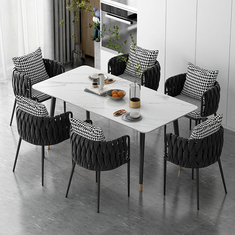 Contemporary Style Dining Site Table Stone Rectangle Furniture with 4 Legs