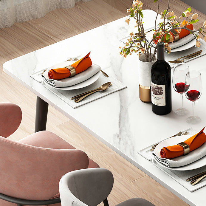 Contemporary Style Dining Site Table Stone Rectangle Furniture with 4 Legs