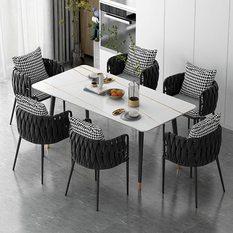 Contemporary Style Dining Site Table Stone Rectangle Furniture with 4 Legs