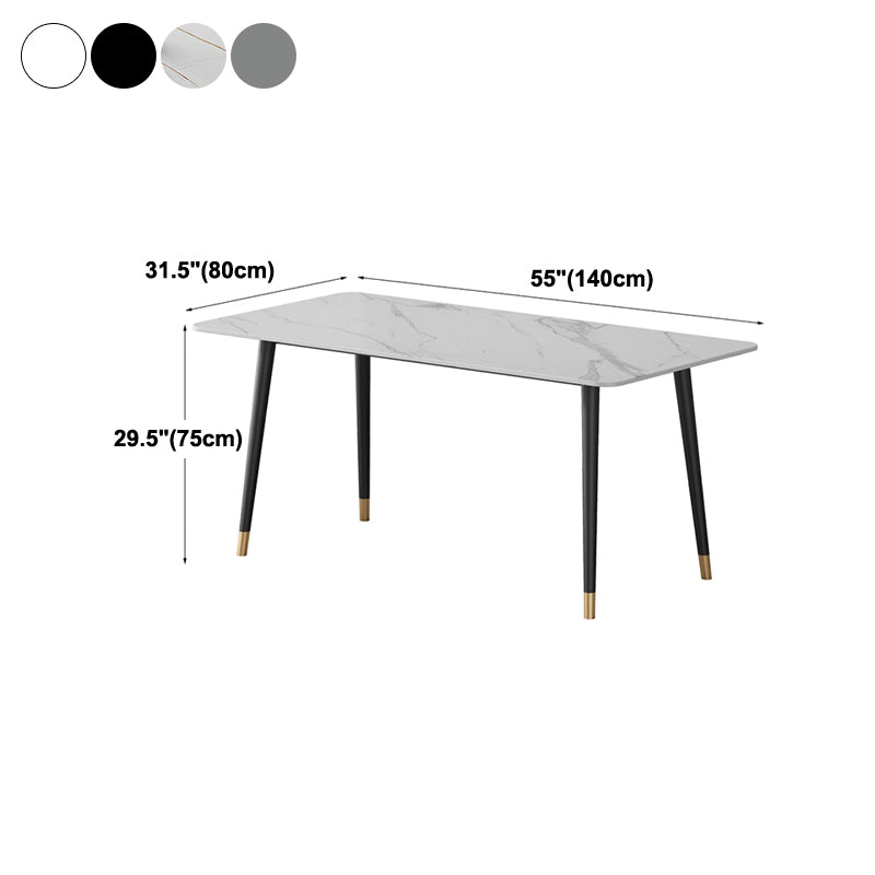 Contemporary Style Dining Site Table Stone Rectangle Furniture with 4 Legs