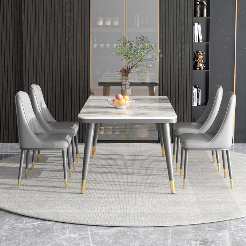 Modern Rectangular Dining Table Stone Top Dining Table with 4 Legs