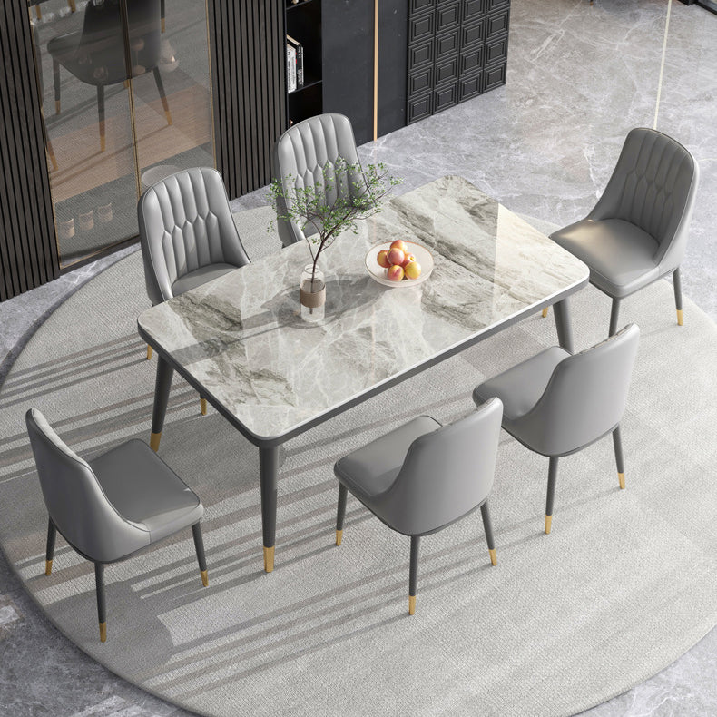 Modern Rectangular Dining Table Stone Top Dining Table with 4 Legs