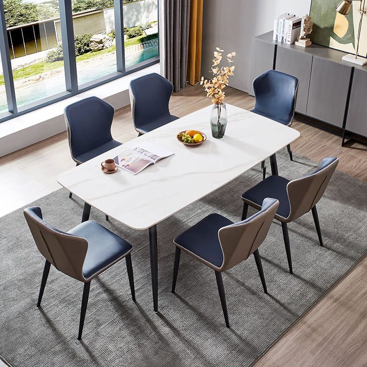 Modern Rectangular Dining Table Stone Top Dining Table with 4 Legs