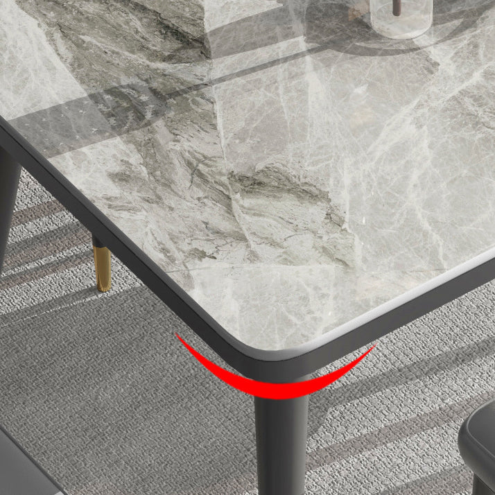 Modern Rectangular Dining Table Stone Top Dining Table with 4 Legs