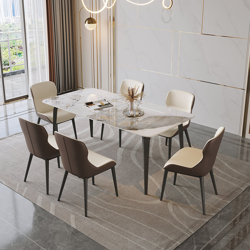 Rectangle Dining Site Table Contemporary Style Stone Furniture with 4 Legs
