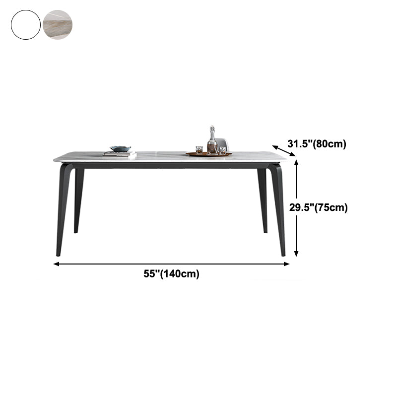 Rectangle Dining Site Table Contemporary Style Stone Furniture with 4 Legs