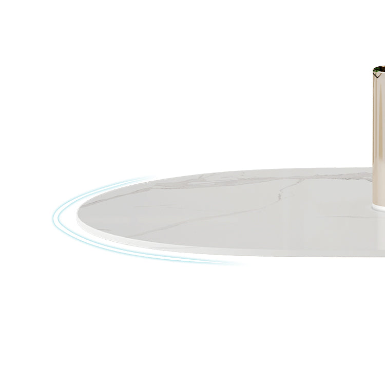 Minimalist White Standard Dining Table Oval Sintered Stone Dining Table for Kitchen