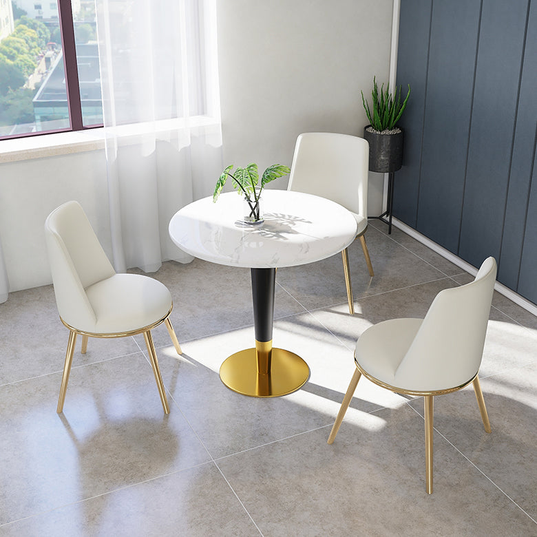 Round Marble Dinette Table Traditional Luxury Dinner Room Table for Indoor